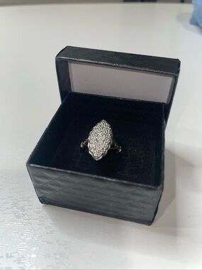 Meda Vintage 925 Sterling Silver Marquise Pavé CZ Cocktail Ring Sz 6.5